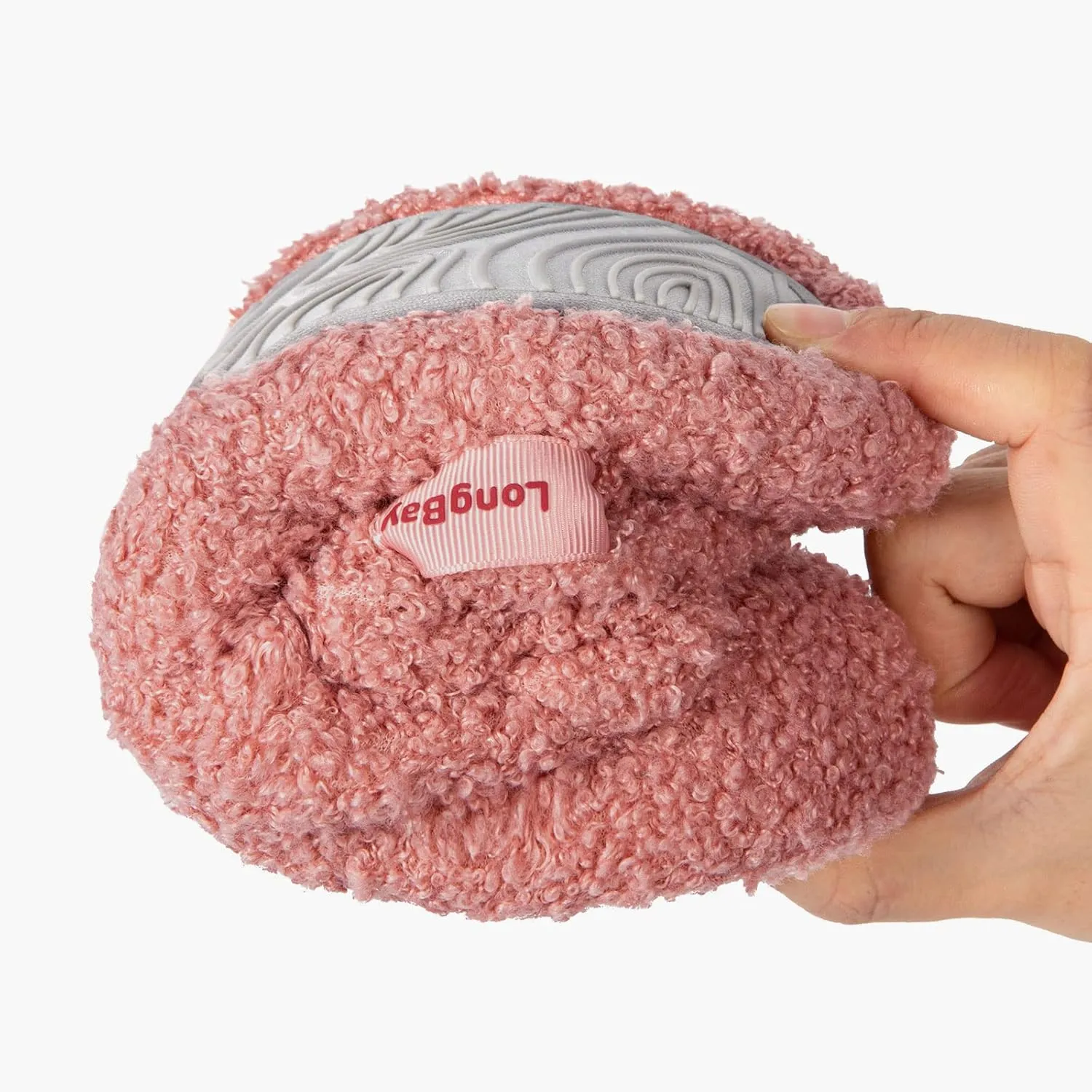 LongBay Women’s Warm Curly Fur Bootie Slippers Comfy Plush Fleece Boots Memory Foam House Shoes
