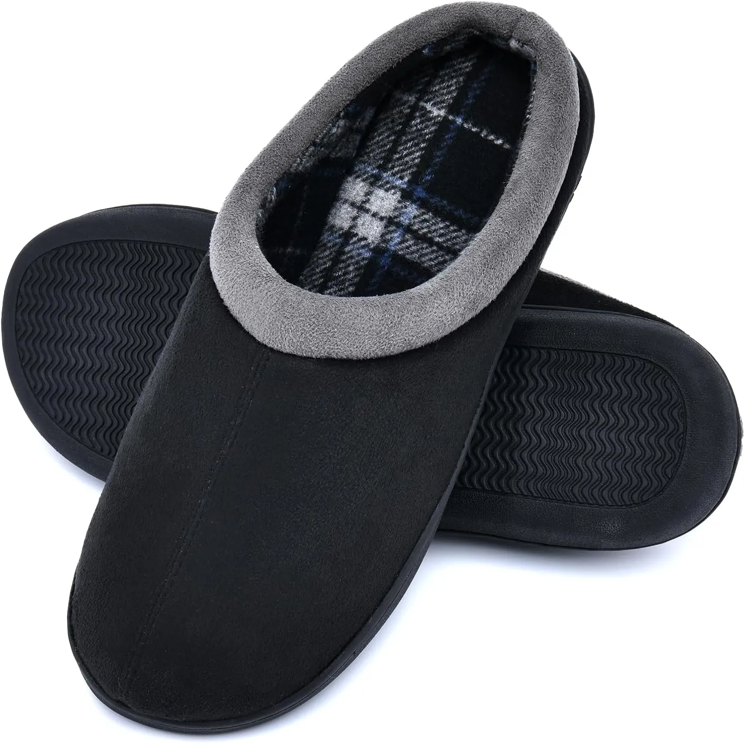 LORDFON Memory Foam Mens Slippers Slip-On Comfy House Slippers for Men Indoor Outdoor Non-Slip Warm Winter Men’s Bedroom Slippers Size