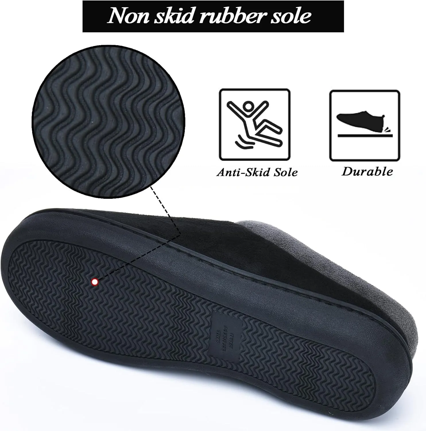 LORDFON Memory Foam Mens Slippers Slip-On Comfy House Slippers for Men Indoor Outdoor Non-Slip Warm Winter Men’s Bedroom Slippers Size