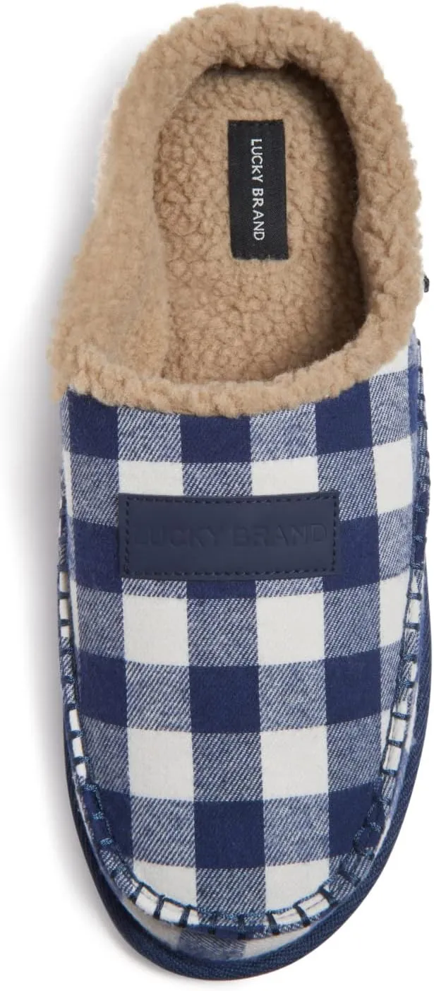 Lucky Brand Men's Memory Foam Slip On Clog Slippers, Indoor Outdoor Mens House Shoes, Warm Bedroom Clogs Slipper for Men