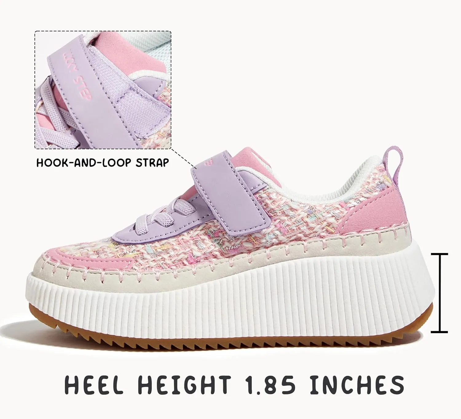 LUCKY STEP Kid's Glitter Running Sneaker Sparkly Braided Shiny Bling Princess Shoes School Athletic Walking Shoes for Children/Boys/Girls