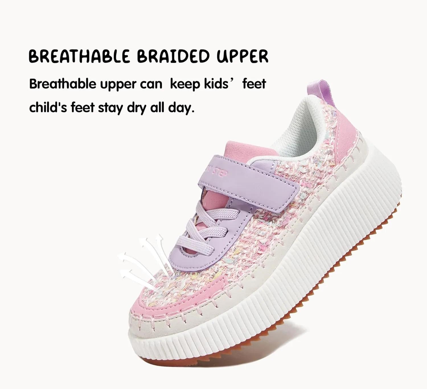 LUCKY STEP Kid's Glitter Running Sneaker Sparkly Braided Shiny Bling Princess Shoes School Athletic Walking Shoes for Children/Boys/Girls