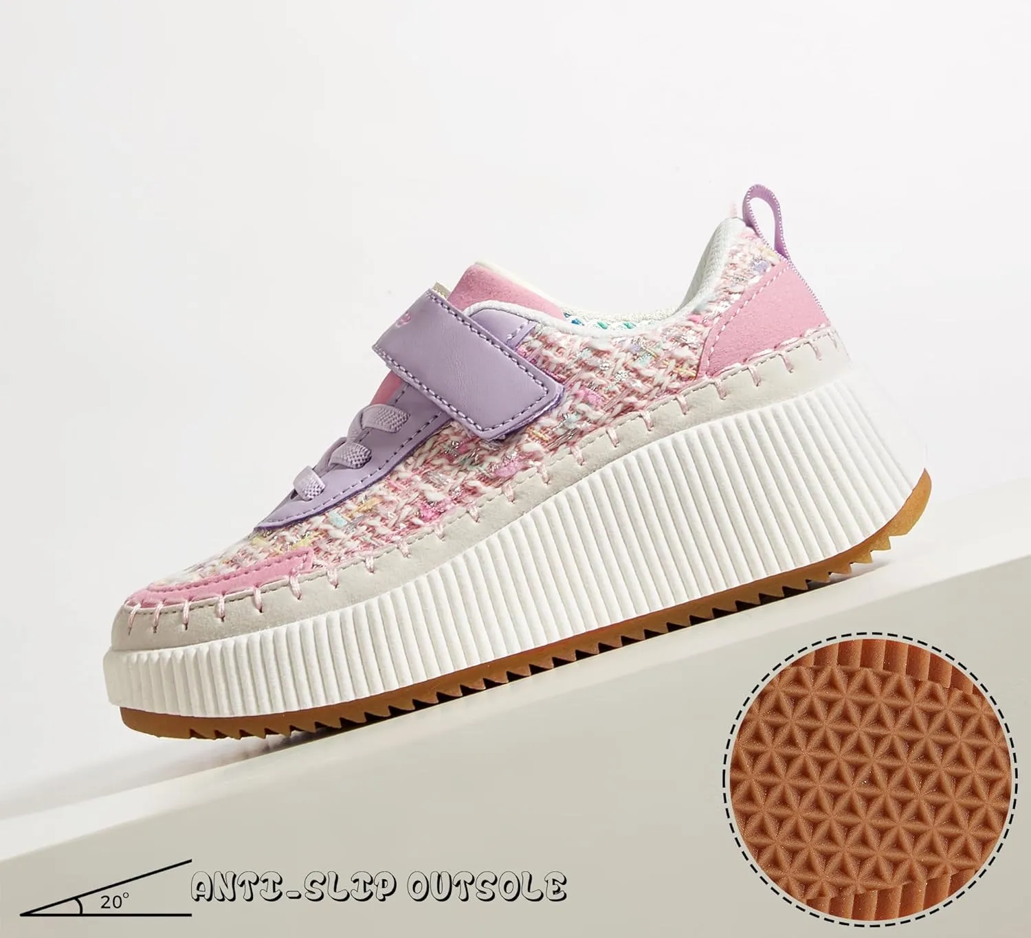 LUCKY STEP Kid's Glitter Running Sneaker Sparkly Braided Shiny Bling Princess Shoes School Athletic Walking Shoes for Children/Boys/Girls