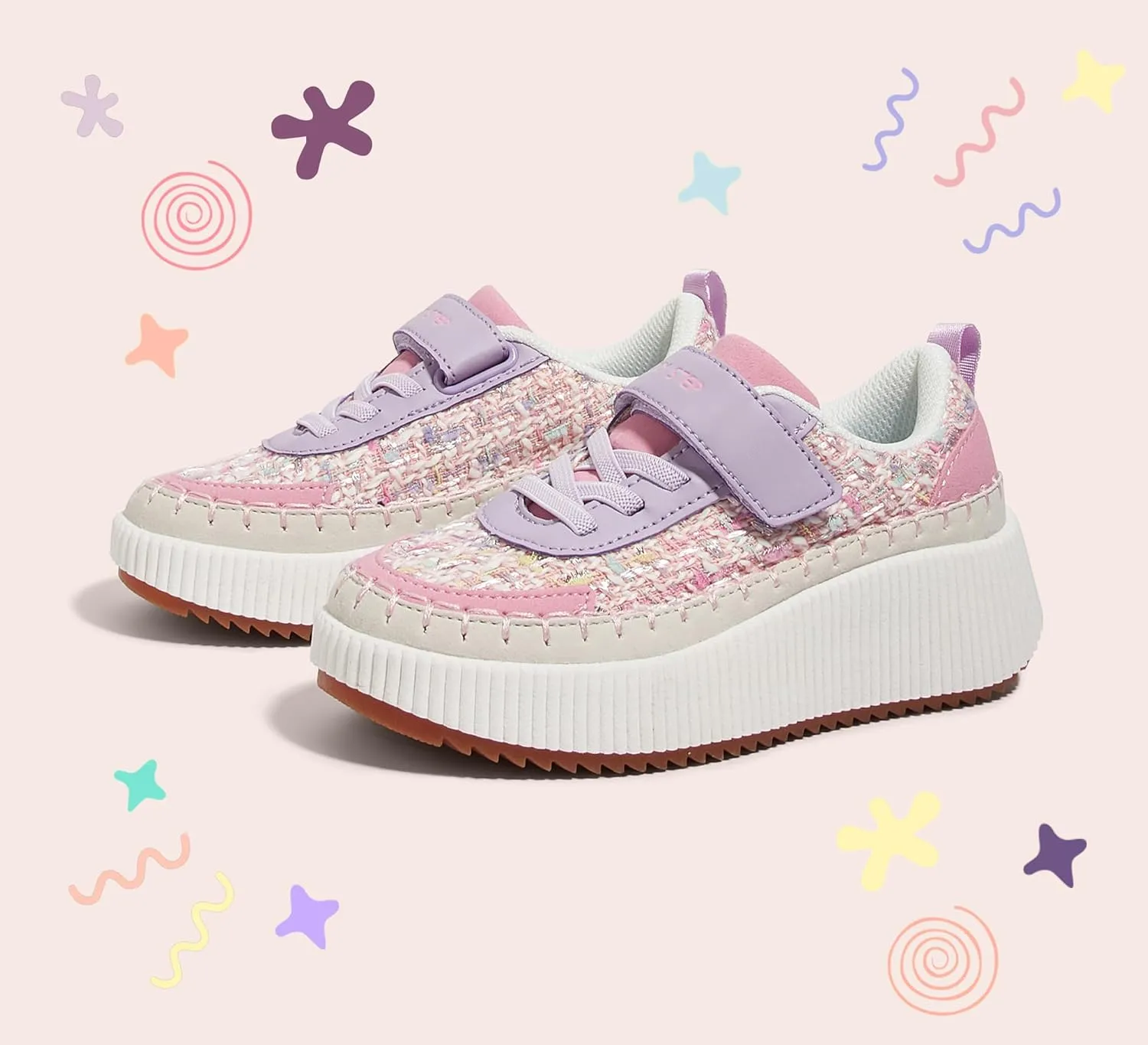 LUCKY STEP Kid's Glitter Running Sneaker Sparkly Braided Shiny Bling Princess Shoes School Athletic Walking Shoes for Children/Boys/Girls