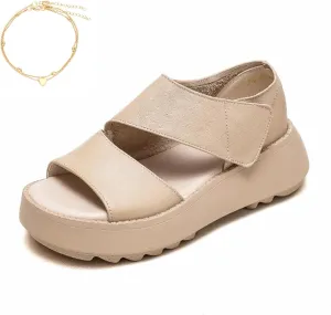Lurebest Shoes for Women Orthopedic Sandals Pure Cowhide Soft Sole Walking Shoes Women Casual Platform Open Toe Arch Support Sandals