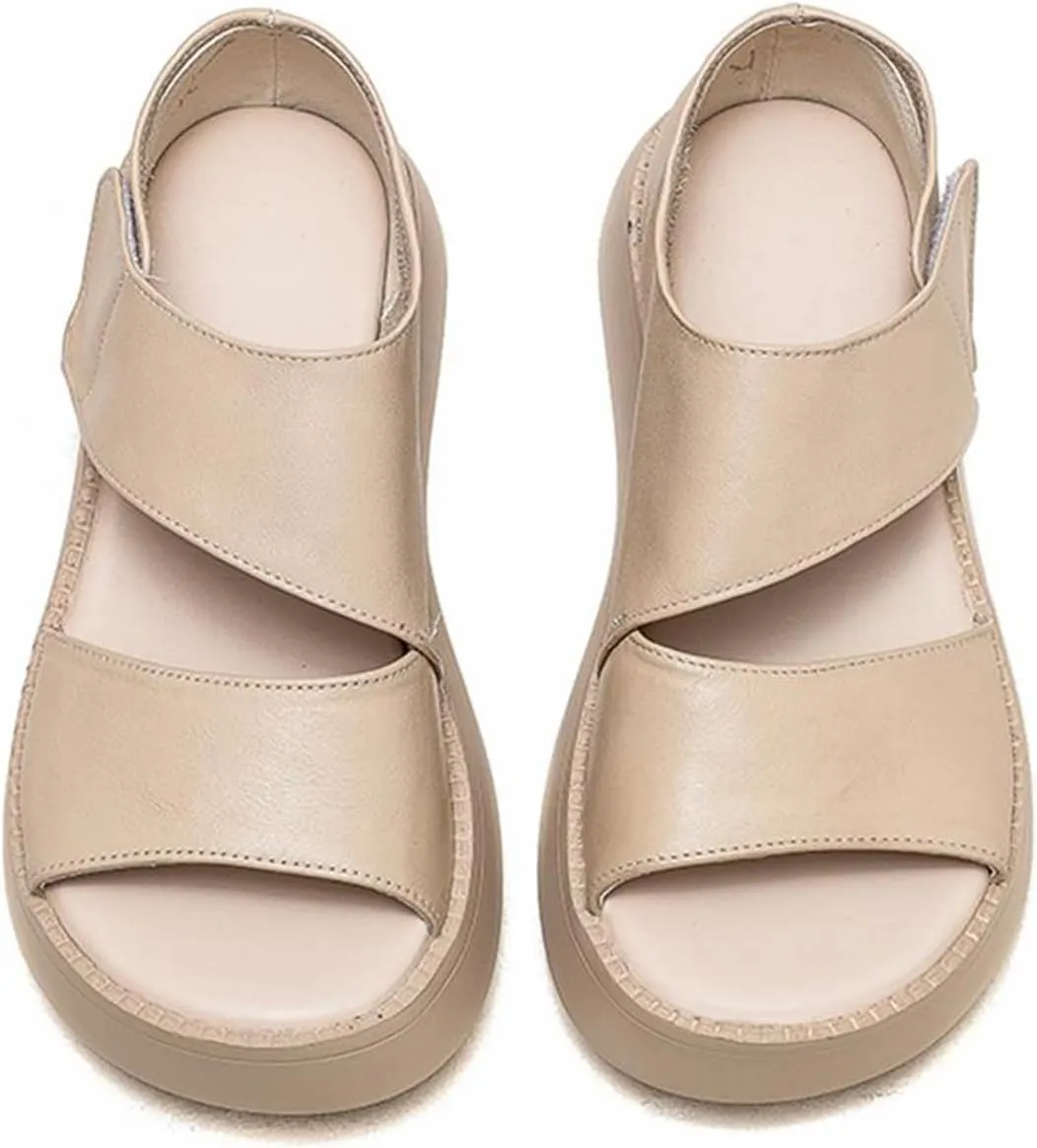 Lurebest Shoes for Women Orthopedic Sandals Pure Cowhide Soft Sole Walking Shoes Women Casual Platform Open Toe Arch Support Sandals
