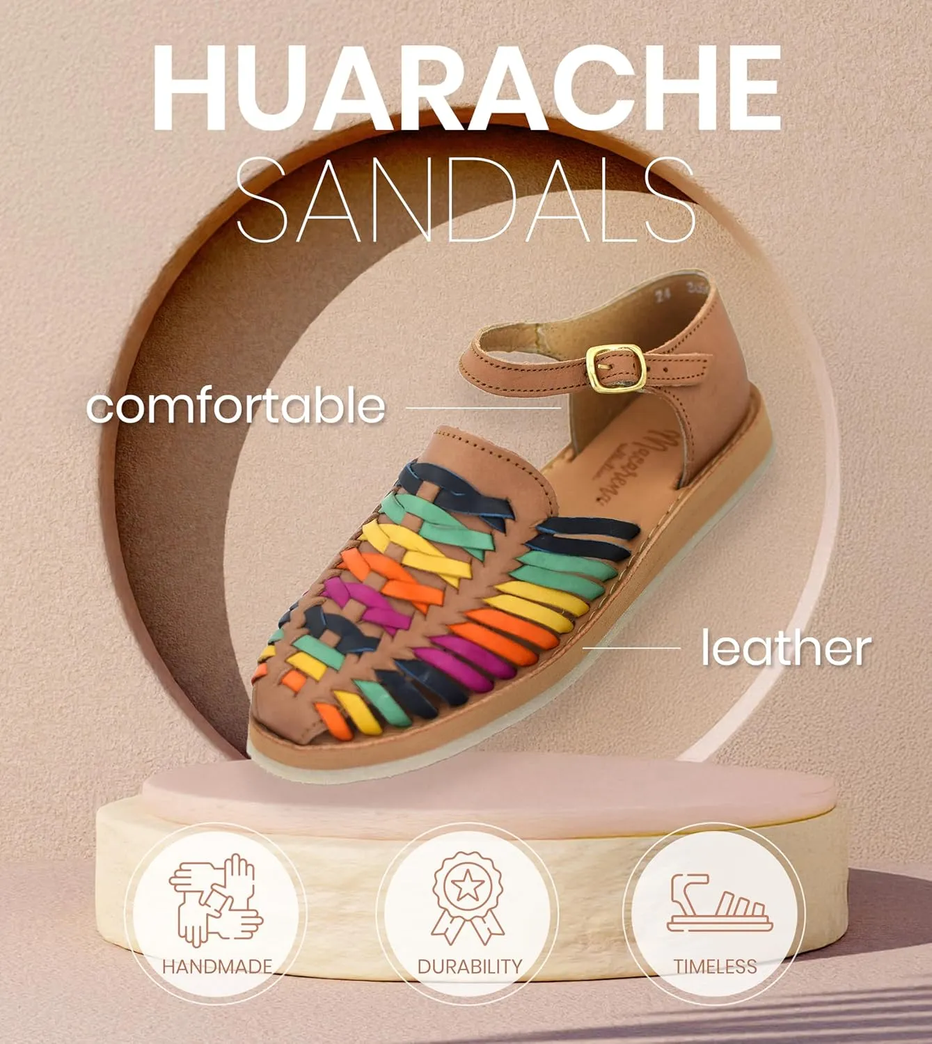 Macarena Collection Womens Shoes Leather Sandals Ankle for Women | Huarache Handmade Mexican Sandals Women | Comfortable & Stylish Womens Sandals 3050 Ankle Strap