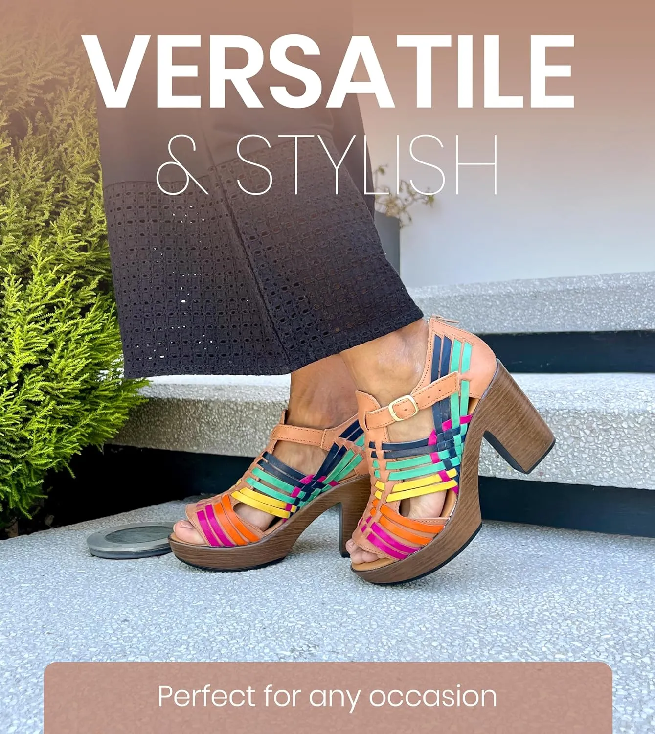 Macarena Collection Womens Shoes Leather Sandals for Women Huarache | Handmade Mexican Sandals Women | Comfortable & Stylish Womens Sandals 351 Multicolors