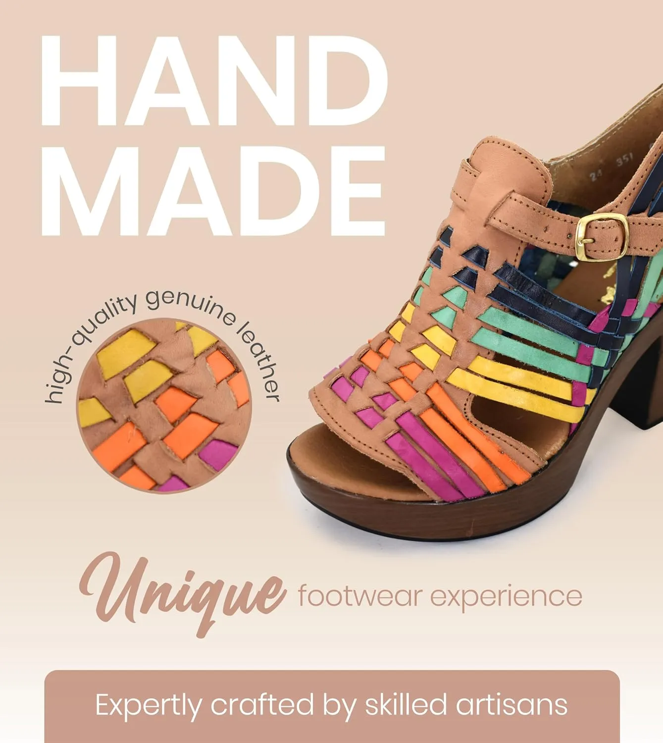 Macarena Collection Womens Shoes Leather Sandals for Women Huarache | Handmade Mexican Sandals Women | Comfortable & Stylish Womens Sandals 351 Multicolors