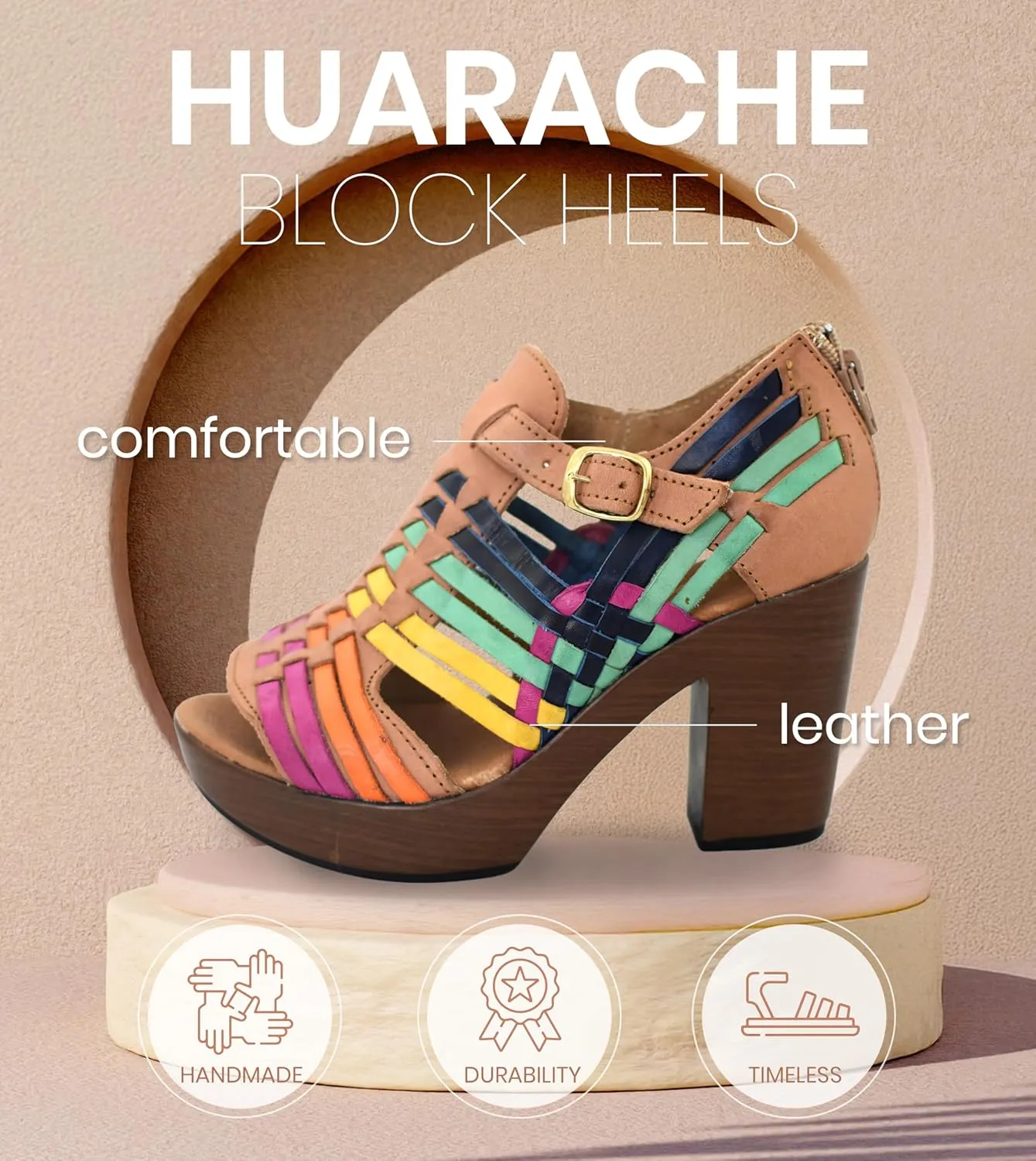 Macarena Collection Womens Shoes Leather Sandals for Women Huarache | Handmade Mexican Sandals Women | Comfortable & Stylish Womens Sandals 351 Multicolors