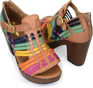 Macarena Collection Womens Shoes Leather Sandals for Women Huarache | Handmade Mexican Sandals Women | Comfortable & Stylish Womens Sandals 351 Multicolors