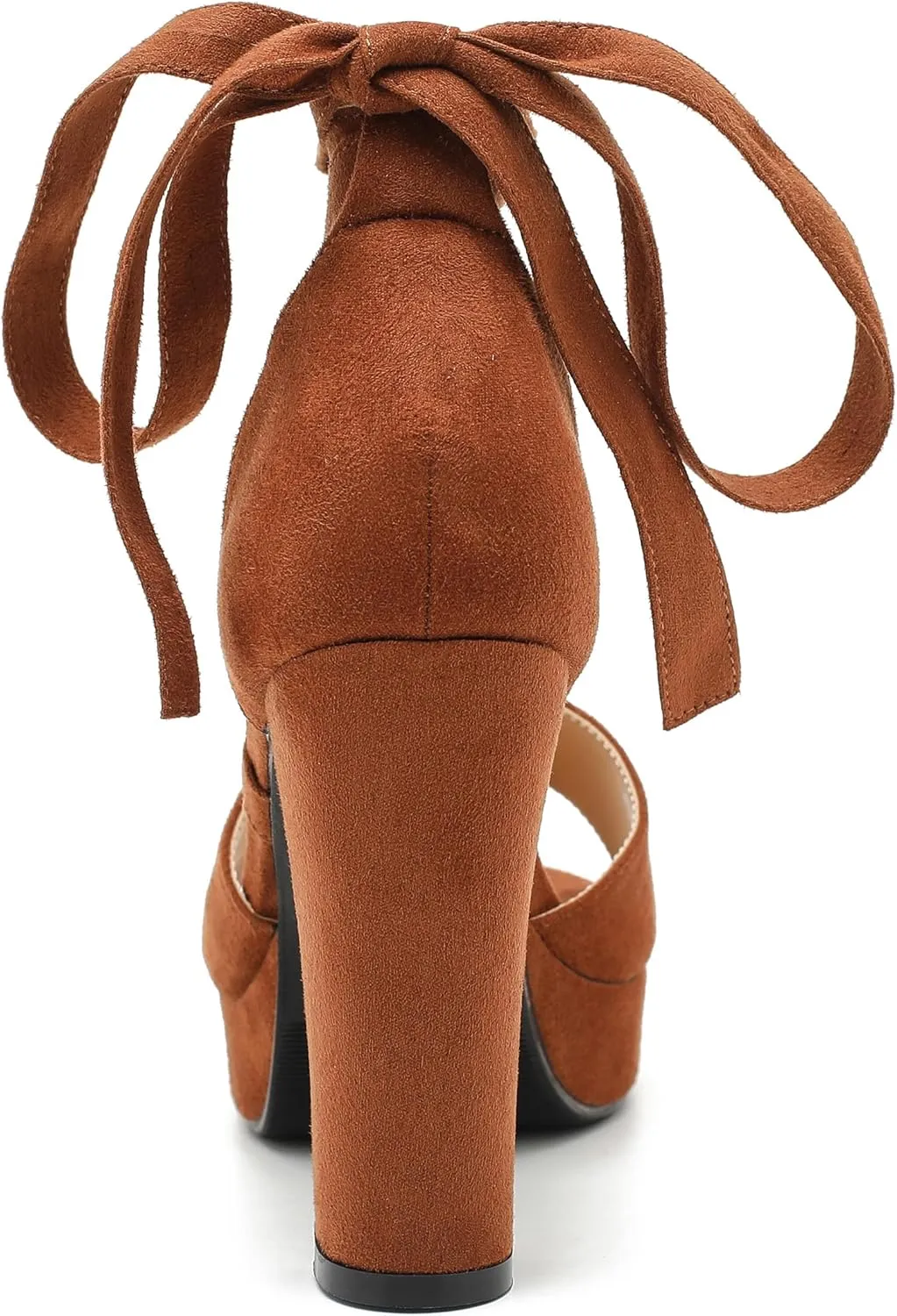 MAIERNISI JESSI Strappy Heels for Women Platform Lace Up Heels Open Toe Chunky High Heel Dress Sandals