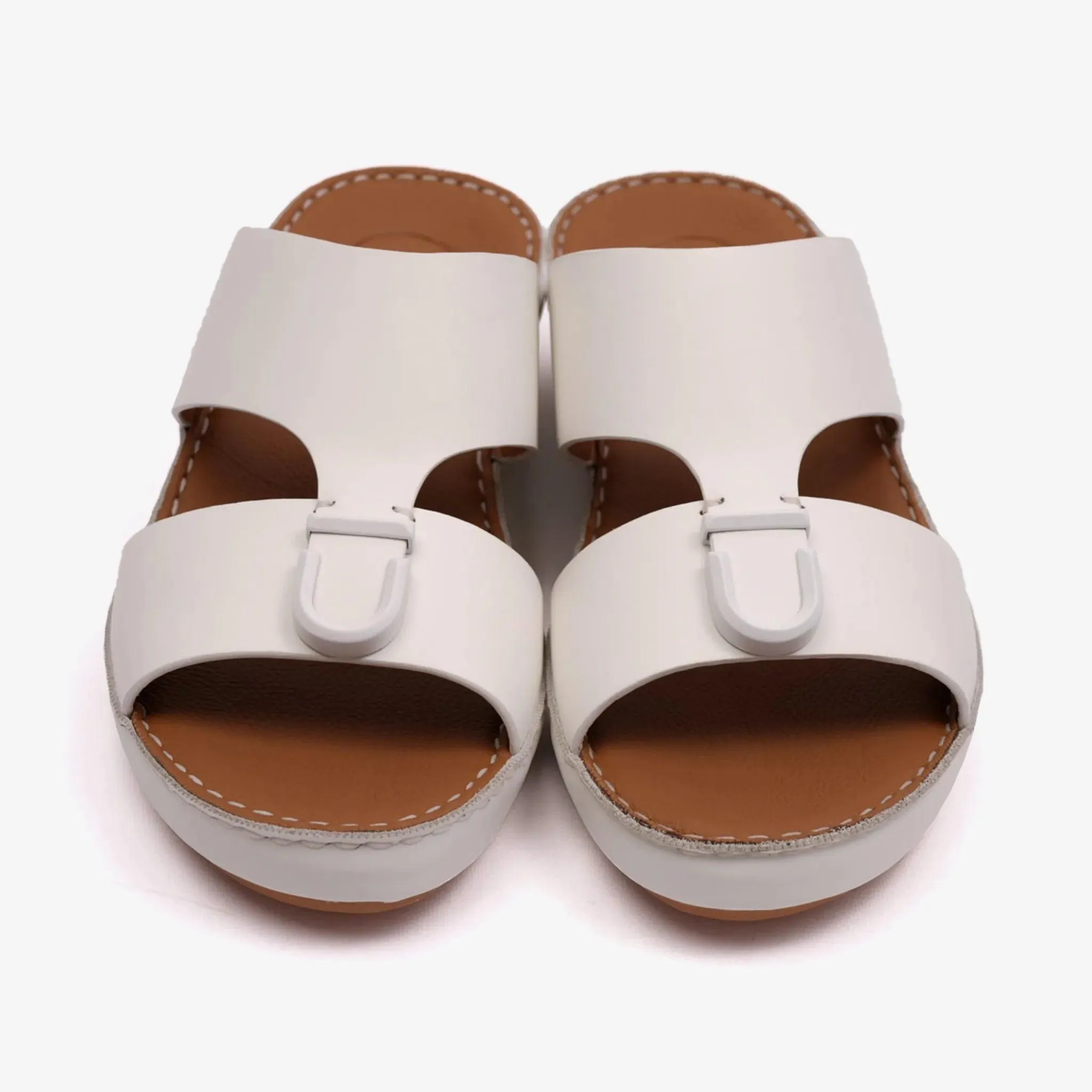 MATTE BERNINI CLASSIC ARABIC LEATHER SANDALS WHITE