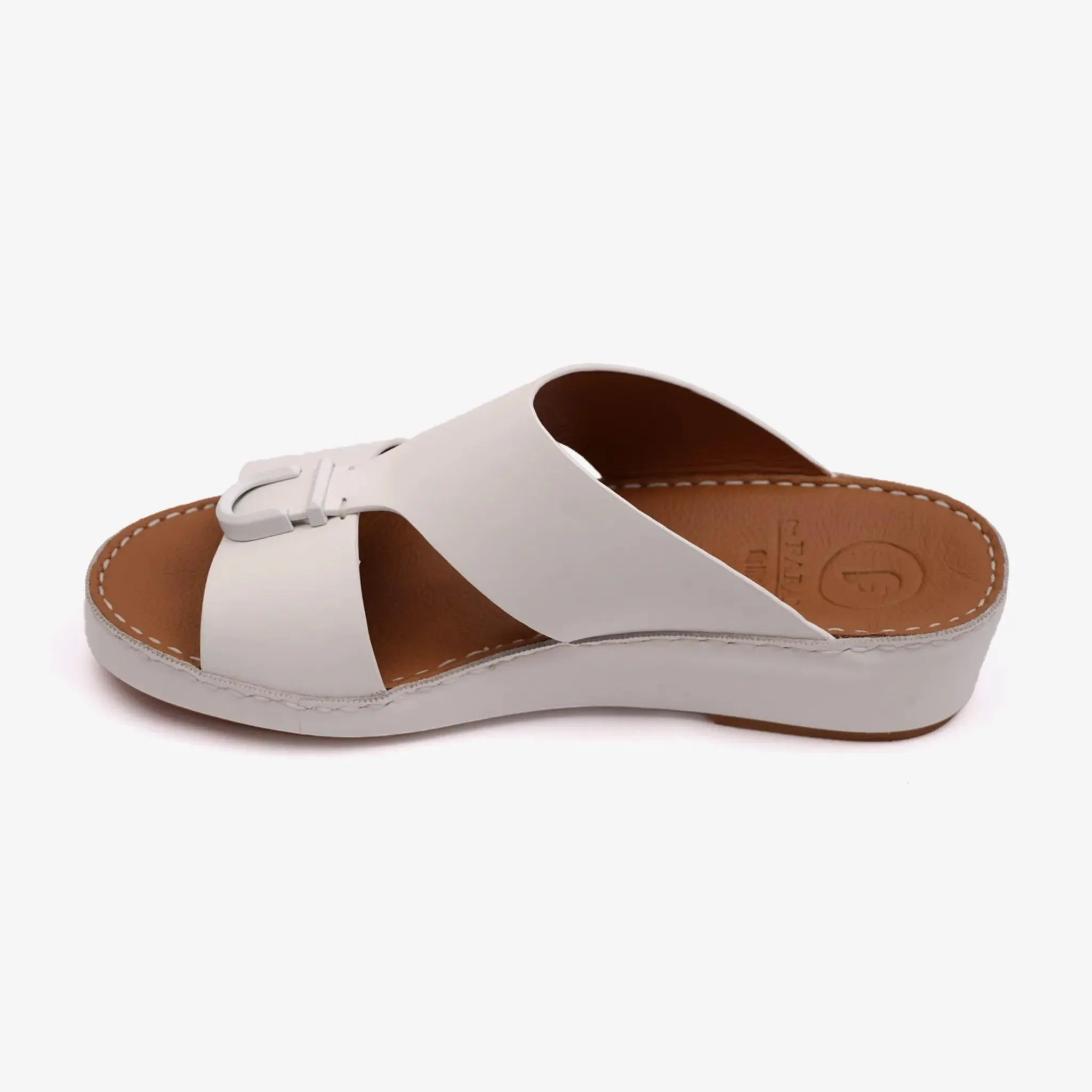 MATTE BERNINI CLASSIC ARABIC LEATHER SANDALS WHITE