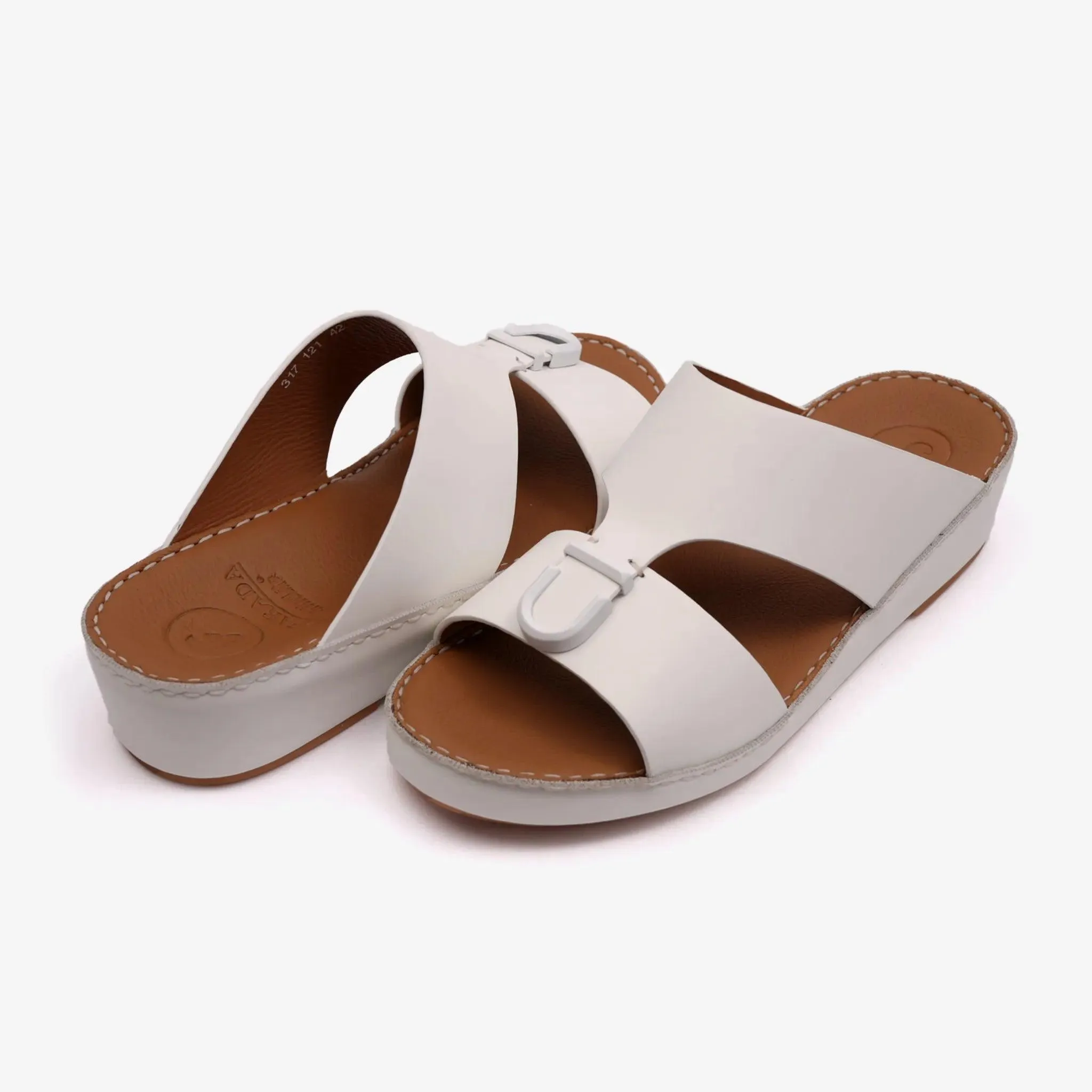 MATTE BERNINI CLASSIC ARABIC LEATHER SANDALS WHITE