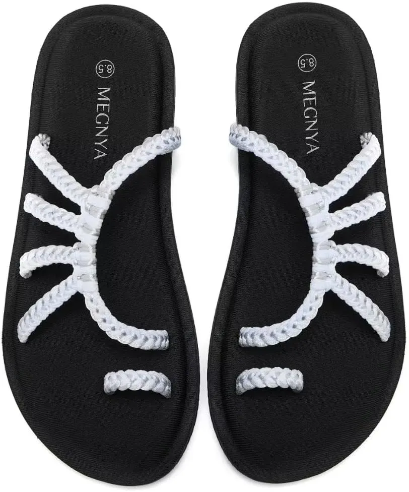 MEGNYA Yoga Mat Flip Flops for Women, Comfortable Foam Walking Sandals, Flexible and Lightweight Slippers for Beach/Holiday/Poolside/Outdoor Activities