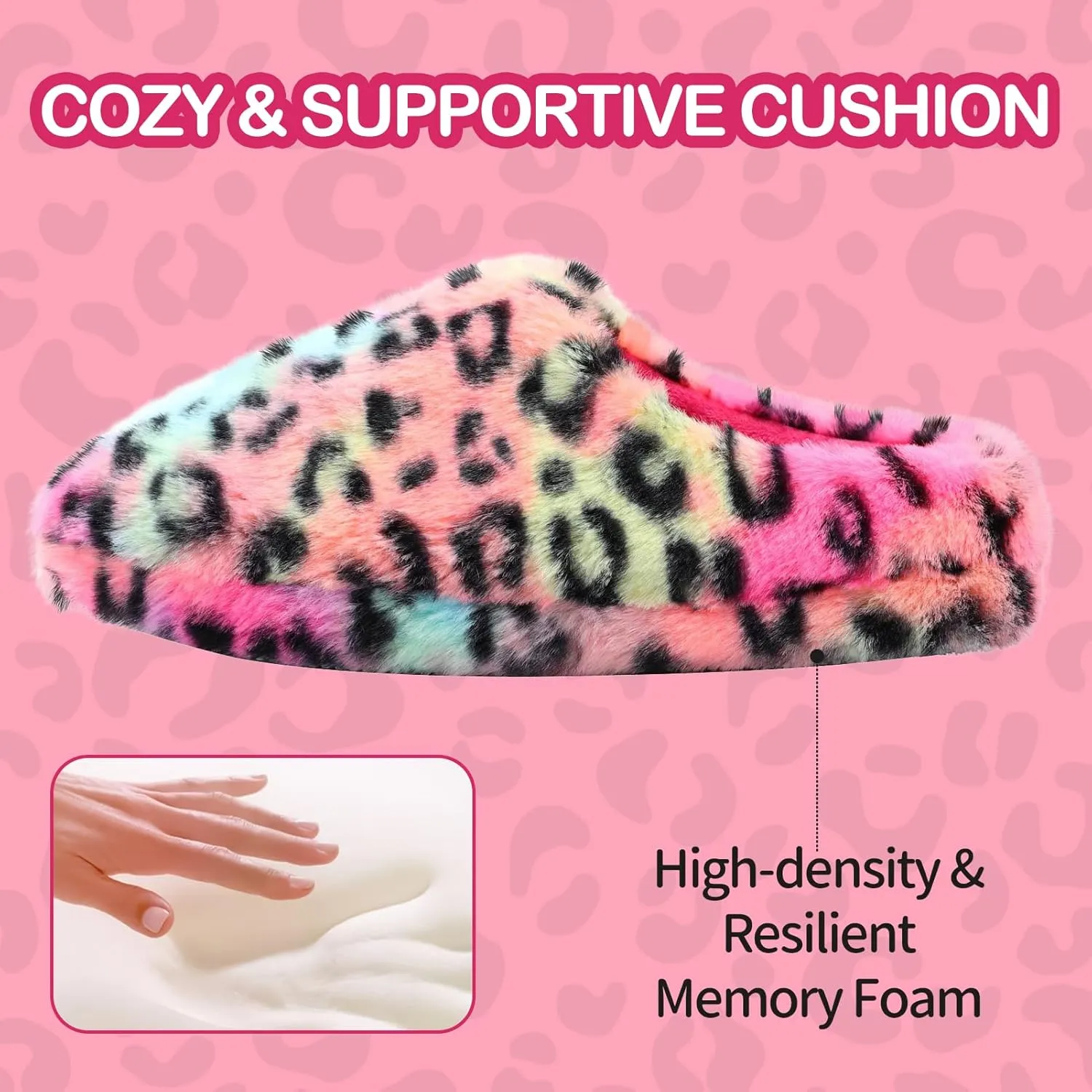 MEJORMEN Girls Fluffy House Slippers Cozy Plush Slip-on House Shoes Kids Warm Bedroom Slippers Memory Foam Slippers for Indoor Outdoor