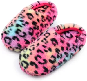 MEJORMEN Girls Fluffy House Slippers Cozy Plush Slip-on House Shoes Kids Warm Bedroom Slippers Memory Foam Slippers for Indoor Outdoor