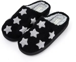 Memory Foam Slippers for Women - House Slip-on with Colorful Hearts & Stars Pattern Cute Cozy Bedroom shoes