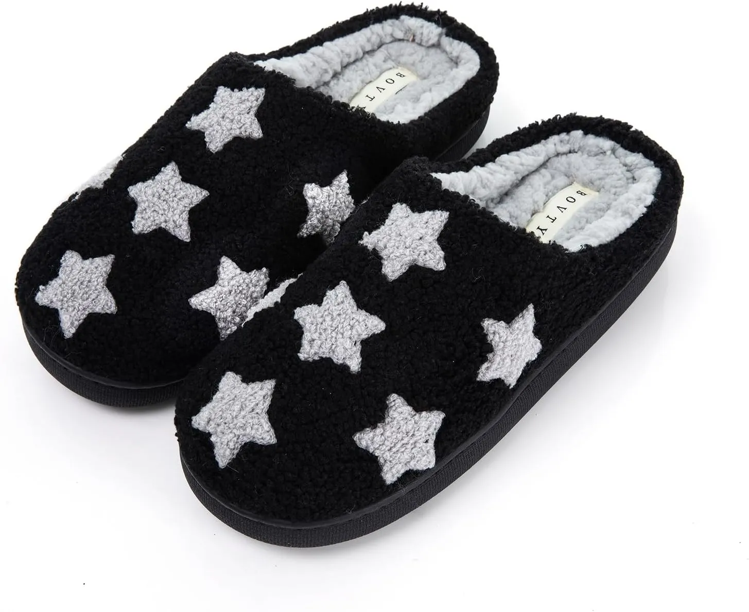Memory Foam Slippers for Women - House Slip-on with Colorful Hearts & Stars Pattern Cute Cozy Bedroom shoes