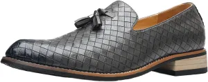 Men Fashion Woven Leather Dress Shoes Fashion Brown Black Penny Loafer Slip on Shoe Wedding Workout Hiking Beach Outfits Dressy