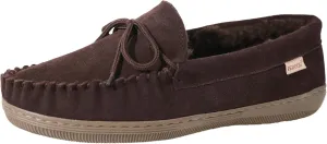 Men Moccasins Slipper Genuine Suede Upper Faux Fur Lining Memory Foam Rubber Soles Indoor Outdoor House Slipper