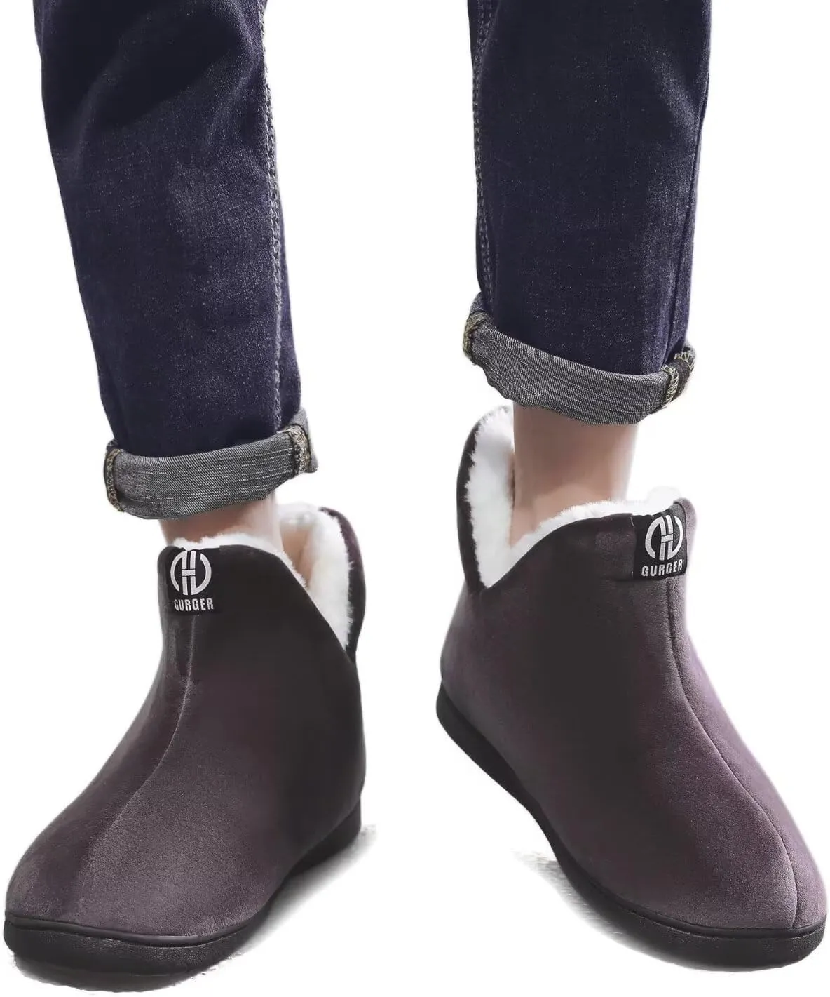 Men Women Slipper Boots Warm Fur Lined Memory Foam Winter House Bootie Slippers