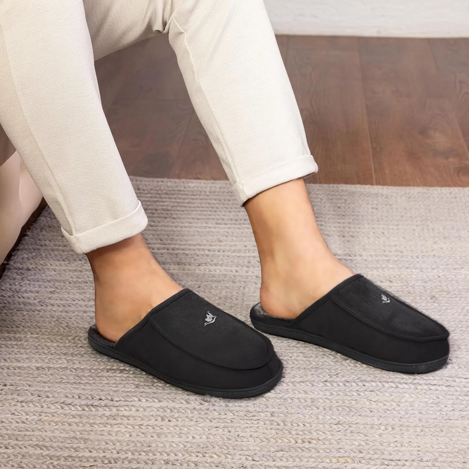 Men's 80D High Density Memory Foam House Slippers, Indoor Outdoor Slip On Clog Slippers