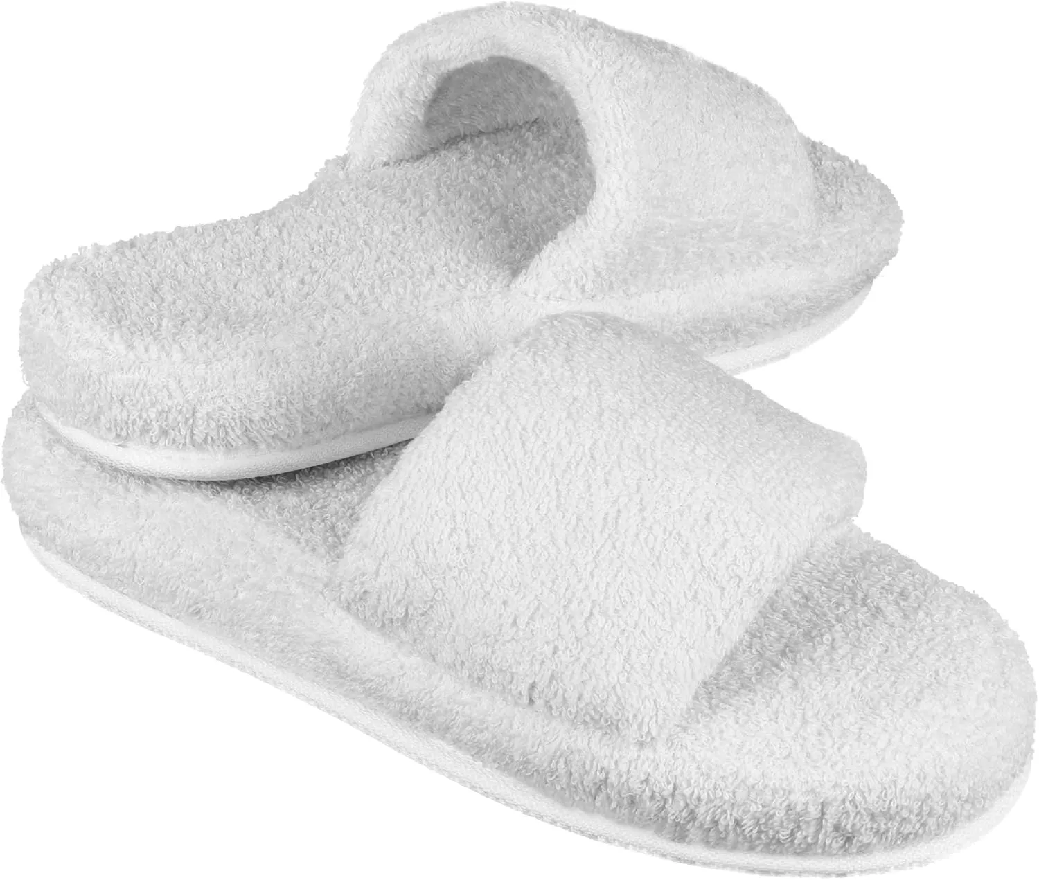 Men's and Women's Cozy Memory Foam Soft Premium 100% Turkish Terry Cotton Cloth Open Toe Spa House Indoor Slippers