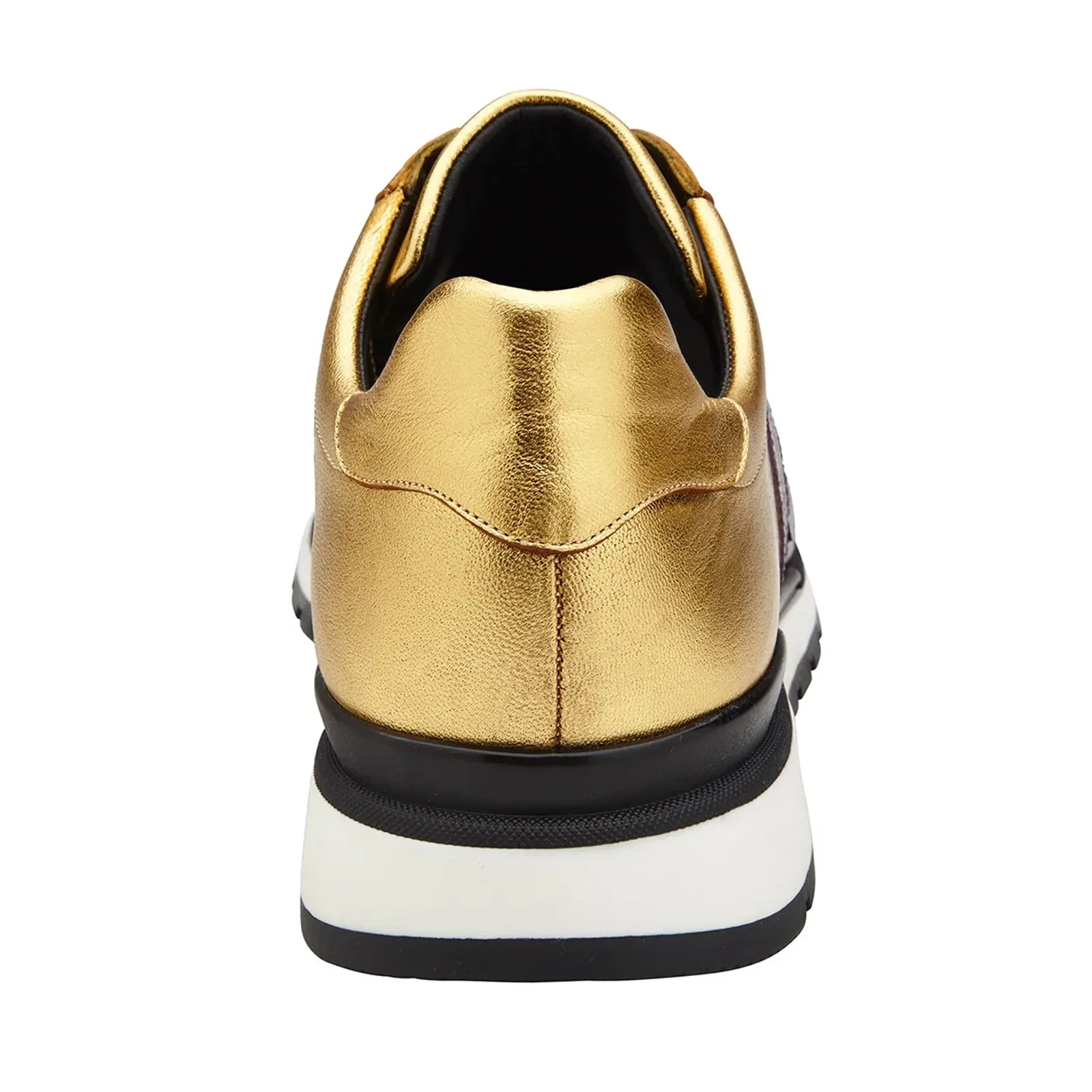 Men's Belvedere Blake Calf & Ostrich Leg Dress Sneaker in Purple & Gold