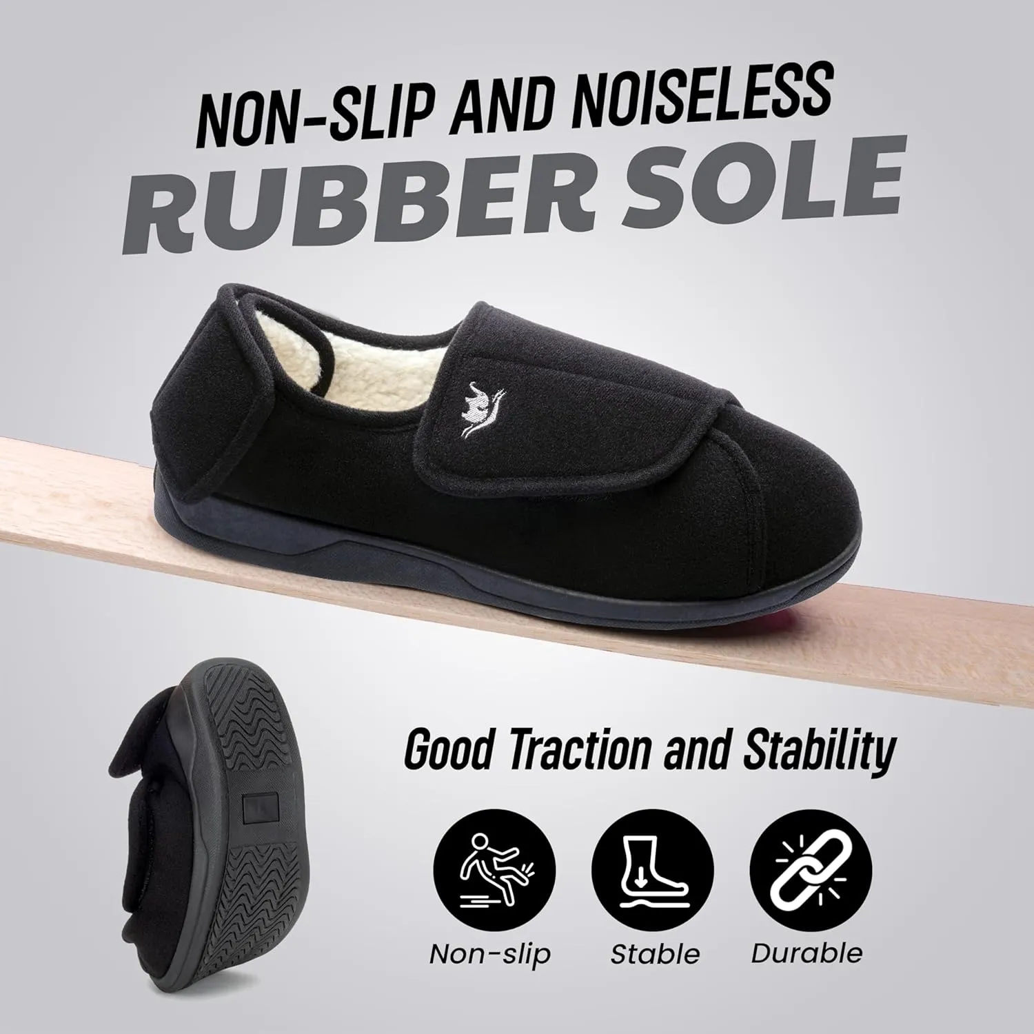 Mens Extra Wide Width Diabetic Slippers Memory Foam With Adjustable Soft Non-Slip Orthopedic House Shoes for Elderly Swollen Feet, Arthritis, Edema