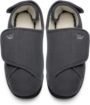 Mens Extra Wide Width Diabetic Slippers Memory Foam With Adjustable Soft Non-Slip Orthopedic House Shoes for Elderly Swollen Feet, Arthritis, Edema