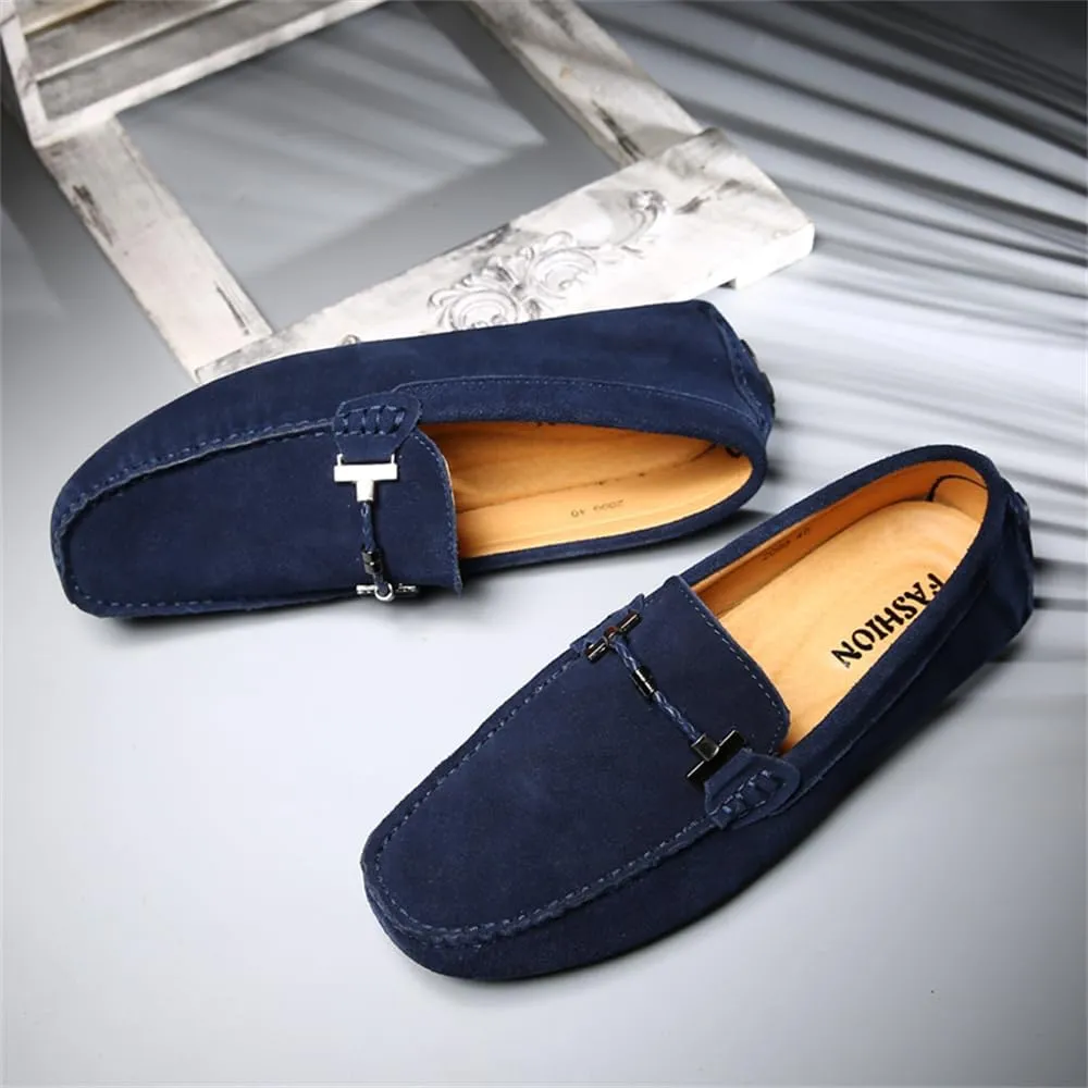 Mens Handmade Suede Leather Slip On Loafers Comfortable Casual Driving Moccasins Breathable Loafer Dress Shoes
