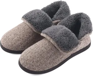 Mens Knit Bootie Slippers Comfy Casual Memory Foam Boot Slipper Indoor Outdoor House Shoes