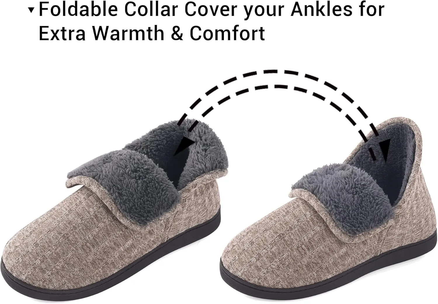 Mens Knit Bootie Slippers Comfy Casual Memory Foam Boot Slipper Indoor Outdoor House Shoes