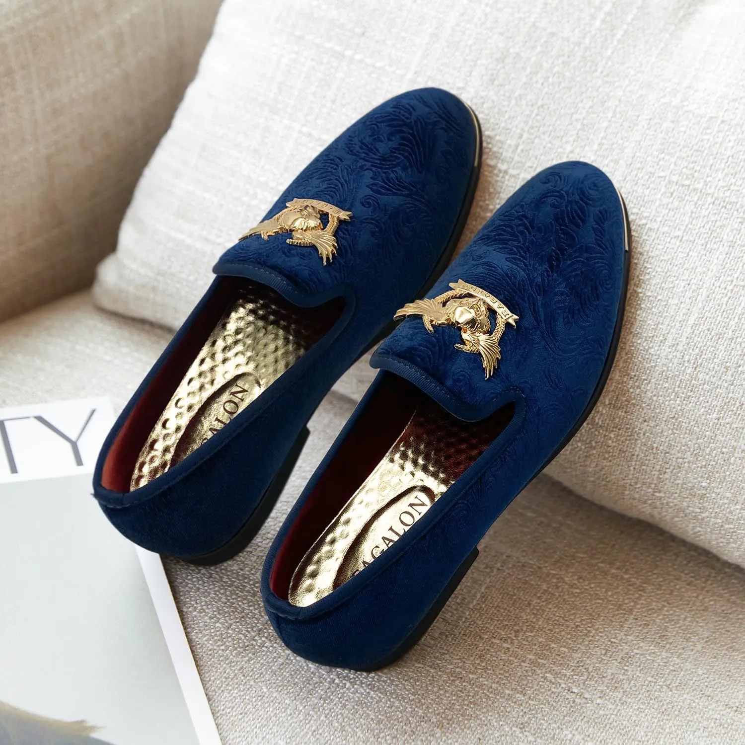 Men's Loafers Vintage Slip on Suede Dress Shoes Velvet Dress Loafers Size 7-13