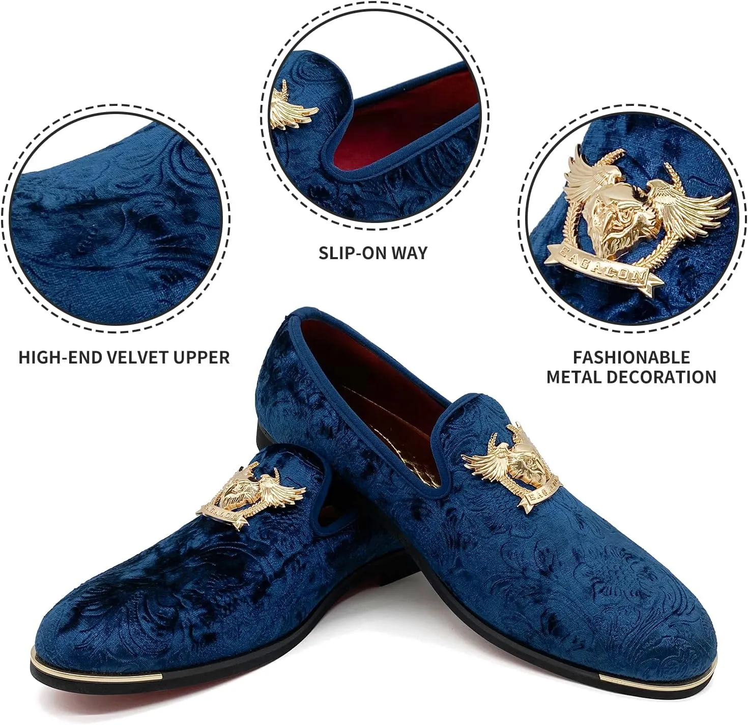 Men's Loafers Vintage Slip on Suede Dress Shoes Velvet Dress Loafers Size 7-13