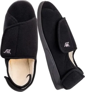 Men's Memory Foam Diabetic Slippers with Adjustable Closure, Extra Wide Comfy Warm Plush Fleece Arthritis Edema Swollen Diabetic House Shoes Machine Washable with Anti Slip Sole
