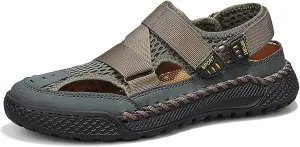 Men'S Mesh Hooked Strappy Platform fisherman Sandals With Adjustable Straps Summer Lightweight Breathable Closed Toe Athletic Sport Sandals For Walking Casual Hiking Sandals