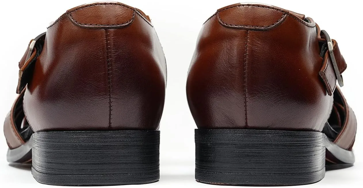 Mens Sandals Leather Dress Casual Shoes for Men Business Fashion Breathable Buckle Loafers Summer Shoes