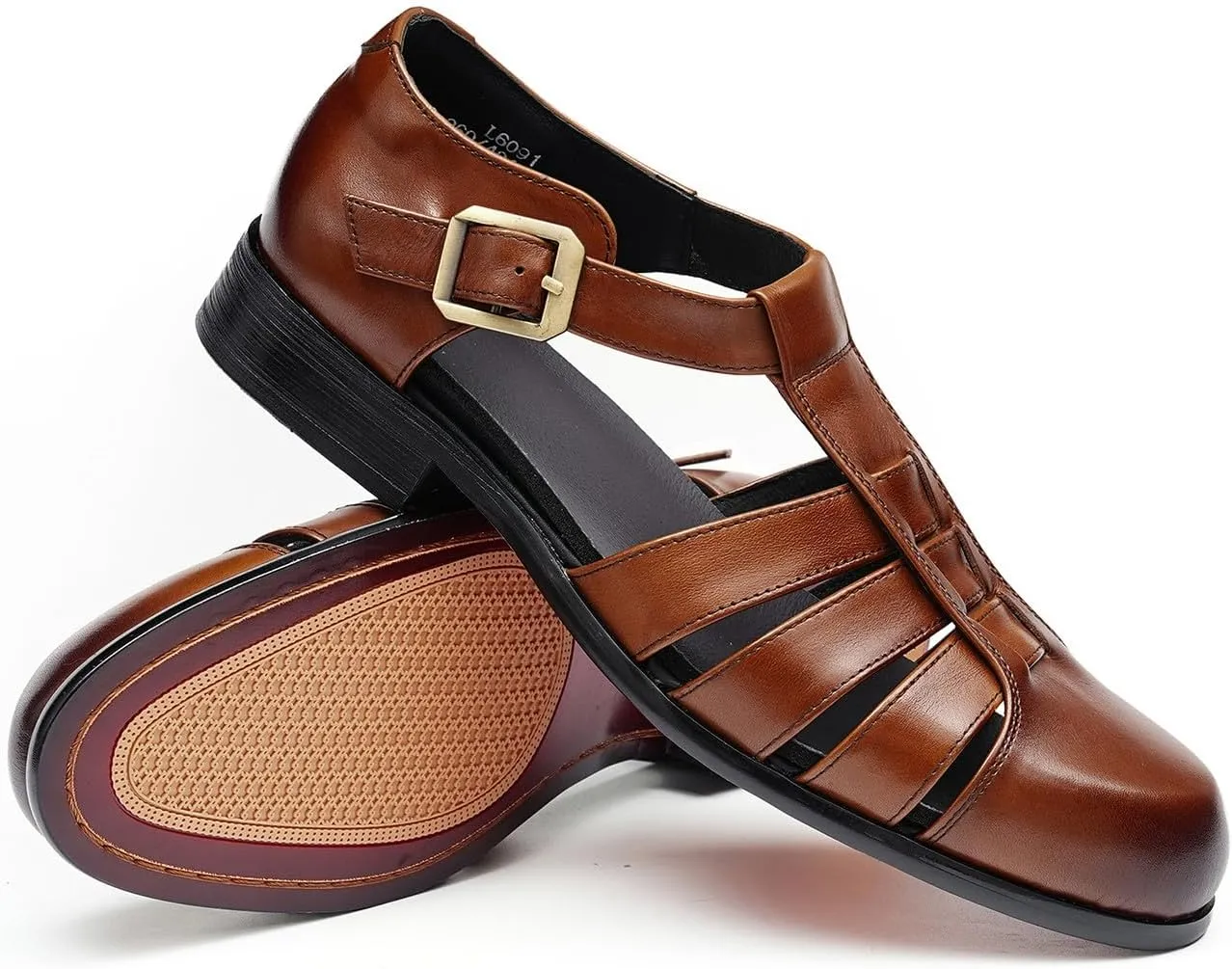 Mens Sandals Leather Dress Casual Shoes for Men Business Fashion Breathable Buckle Loafers Summer Shoes