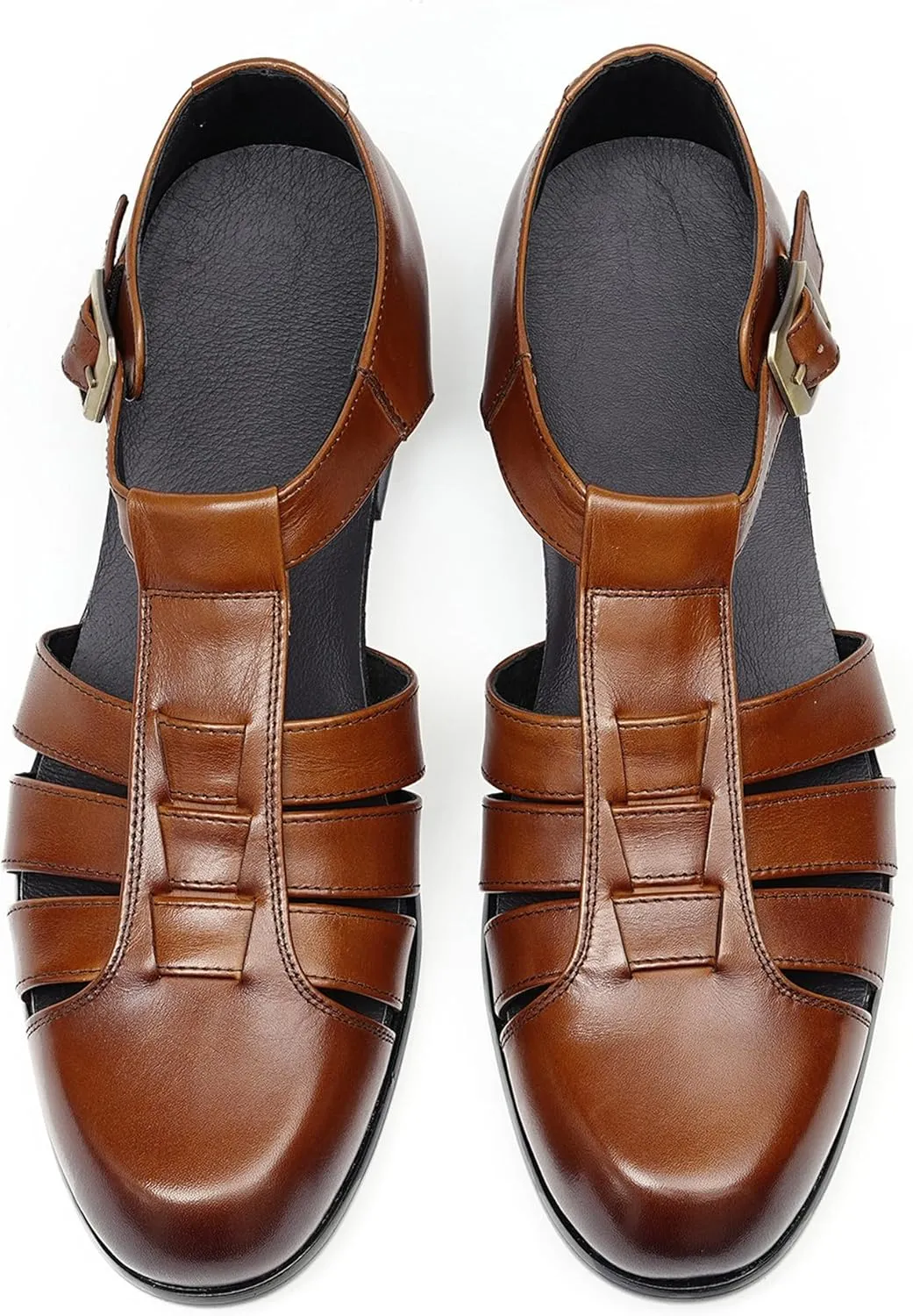 Mens Sandals Leather Dress Casual Shoes for Men Business Fashion Breathable Buckle Loafers Summer Shoes