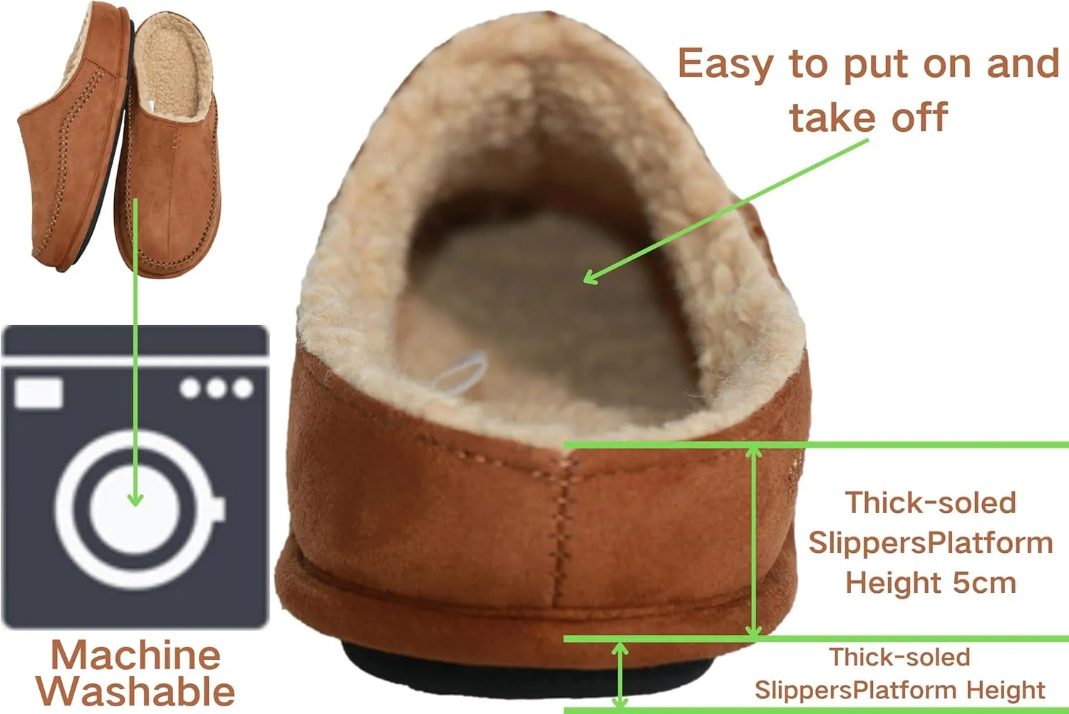 Men's Slip On Moccasin Slippers, Indoor/Outdoor Comfy House Shoes, Wide Loafer Slippers