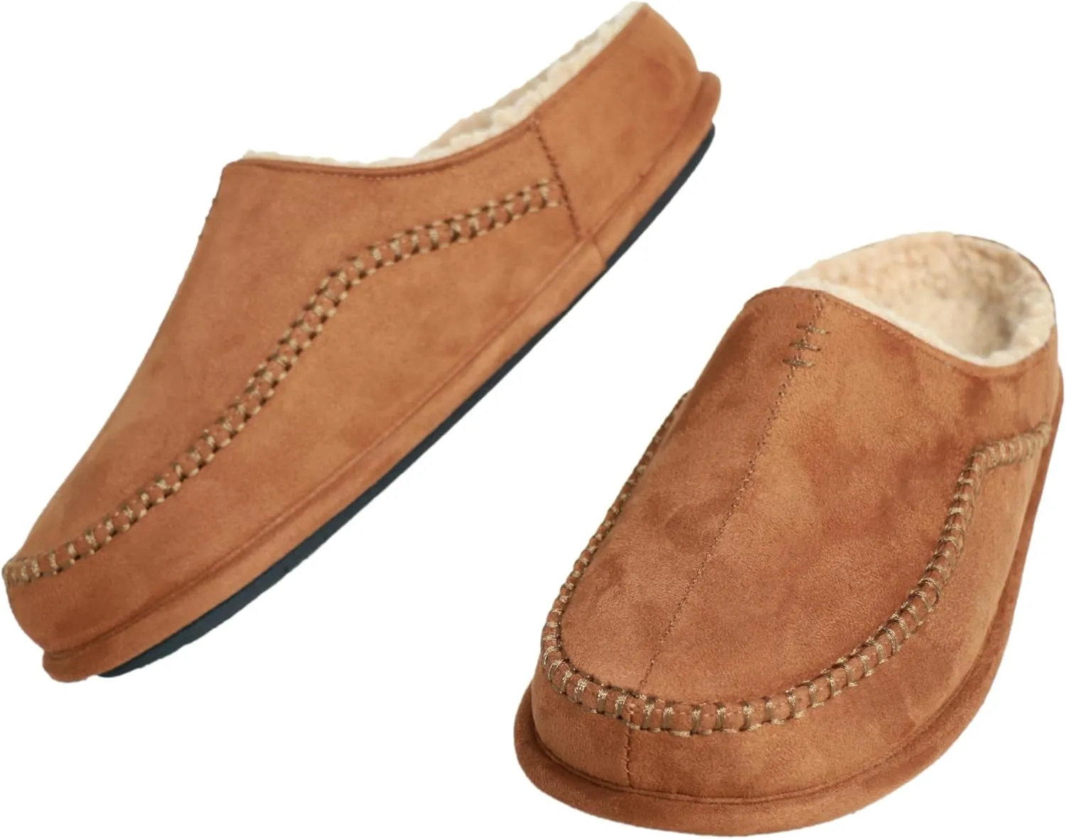 Men's Slip On Moccasin Slippers, Indoor/Outdoor Comfy House Shoes, Wide Loafer Slippers