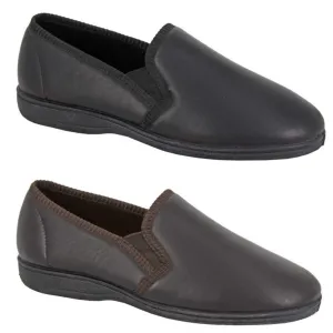 Men's Softie Leather Twin Gusset Slipper (U005)