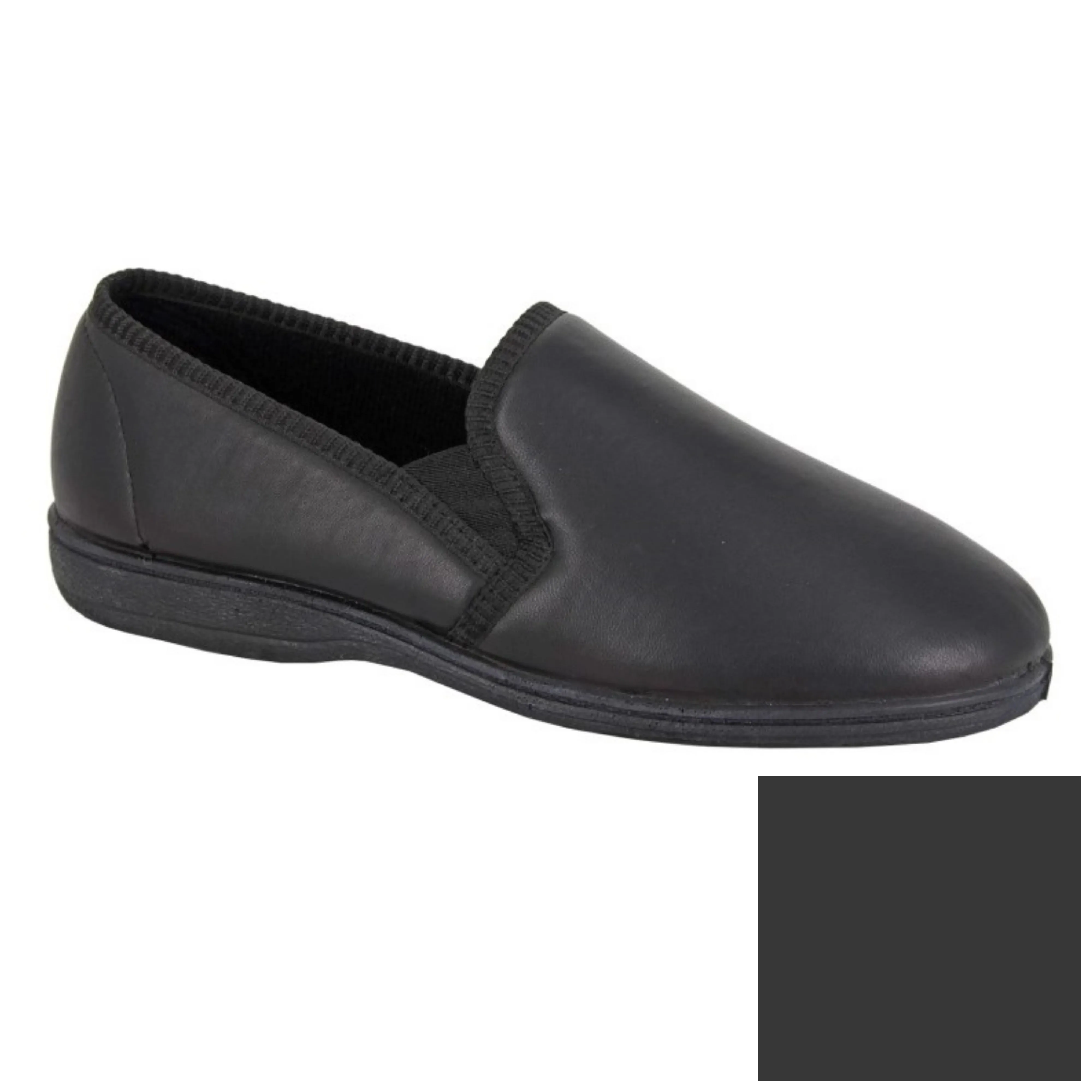 Men's Softie Leather Twin Gusset Slipper (U005)