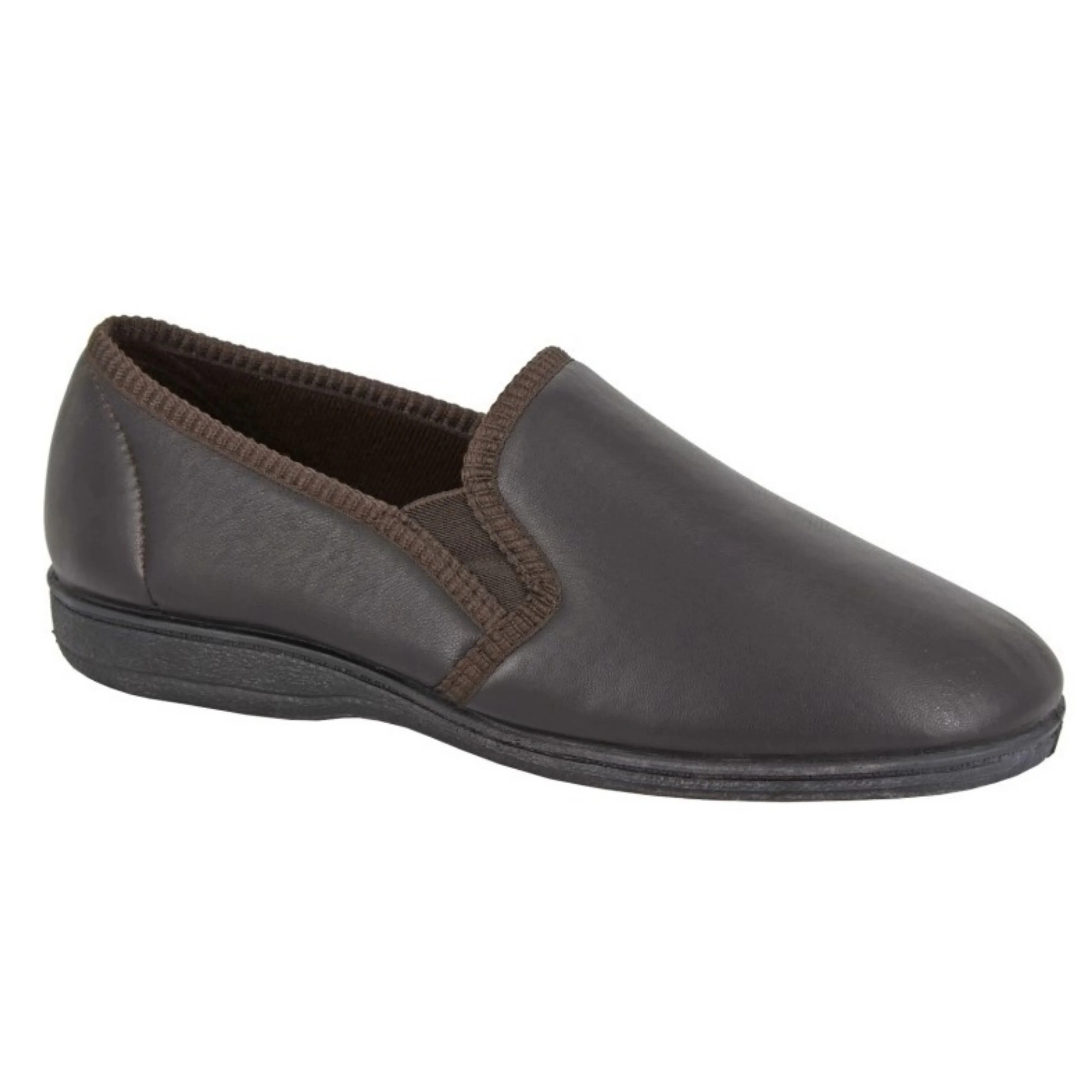 Men's Softie Leather Twin Gusset Slipper (U005)