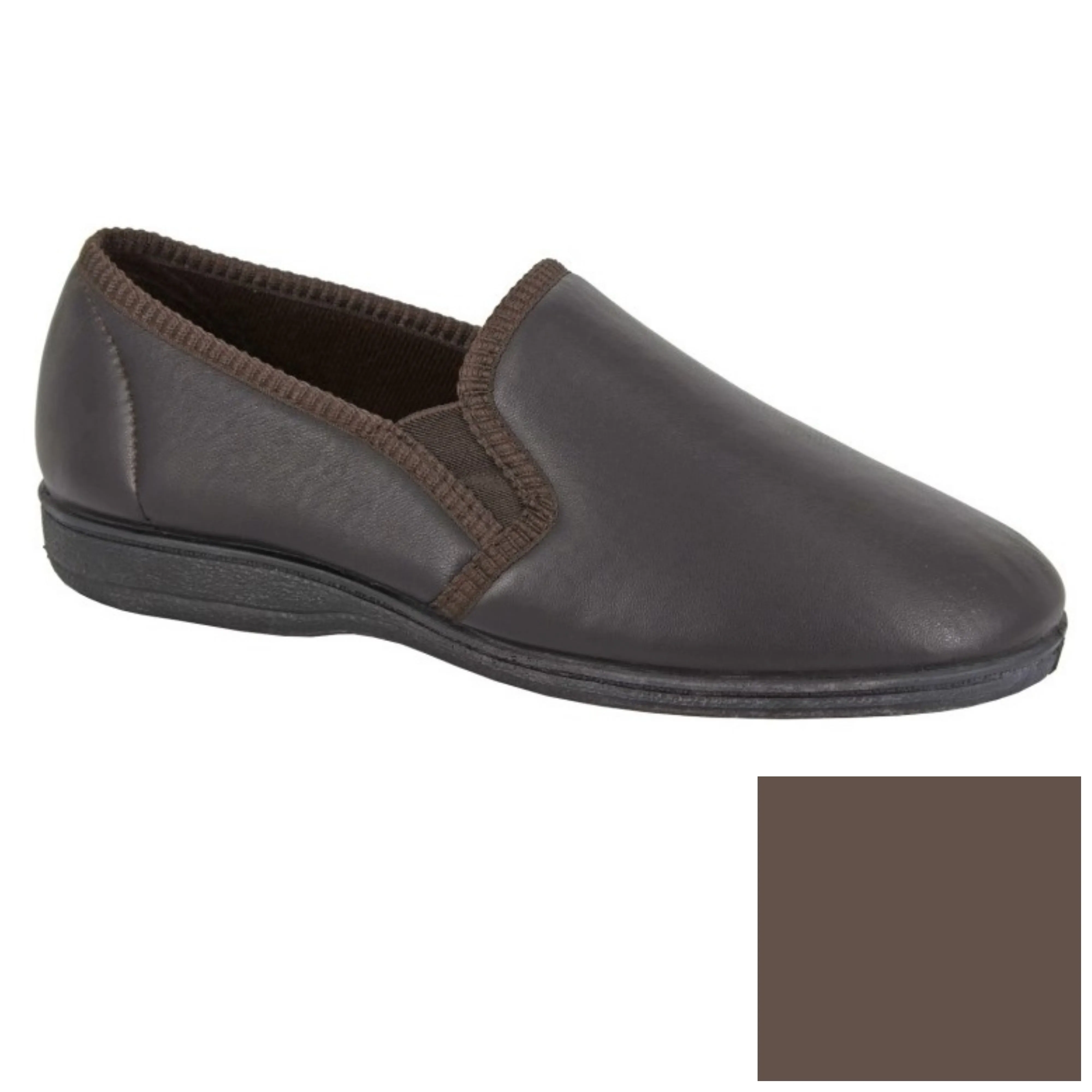 Men's Softie Leather Twin Gusset Slipper (U005)