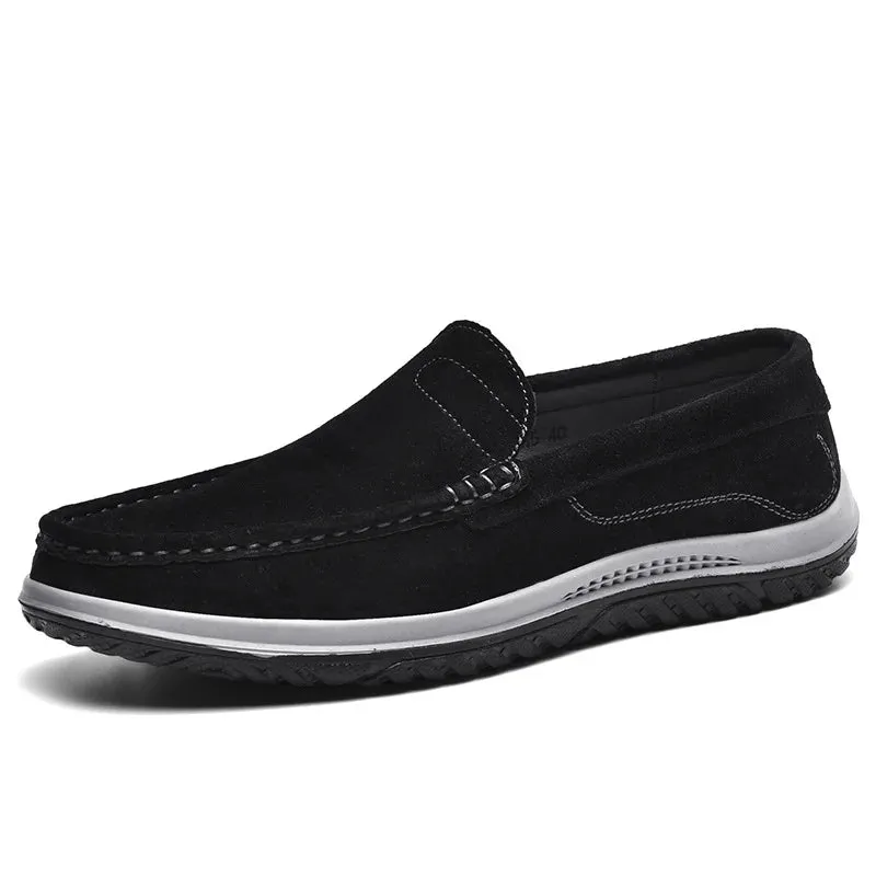 Men's Suede Casual Leather Shoes Fashionable Breathable Comfortable Driving Shoes Men Shoes