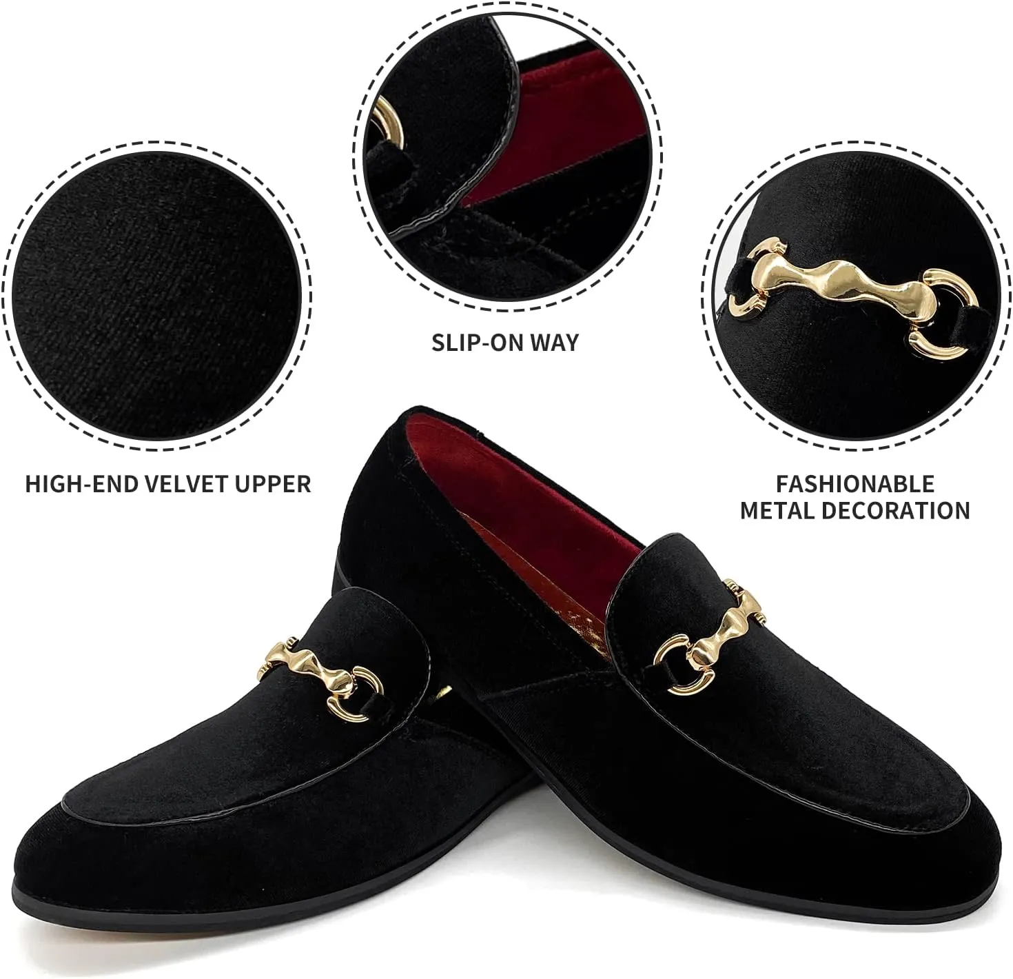 MHB Men's Multiple Colors Velvet Loafer Slip-on Tuxedo Dress Shoes Glitter Suede Smoking Slipper